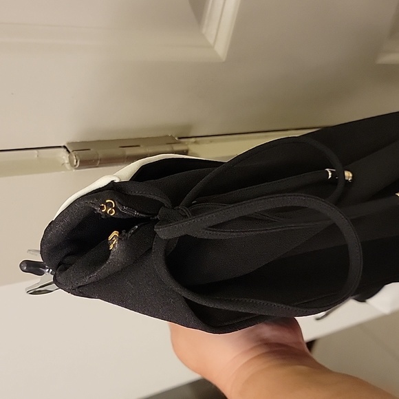 Black and White Halston Skirt Faux Wrap with Side Tie Size Large EUC Unlined - Picture 6 of 7